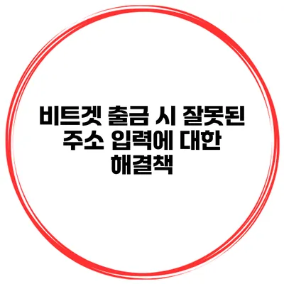 비트겟 출금 시 잘못된 주소 입력에 대한 해결책