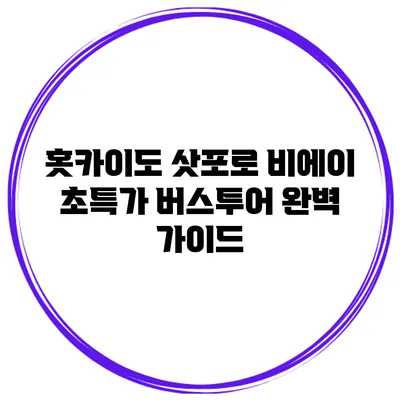 홋카이도 삿포로 비에이 초특가 버스투어 완벽 가이드