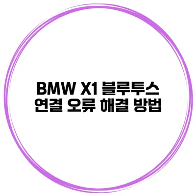 BMW X1 블루투스 연결 오류 해결 방법