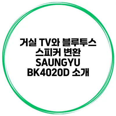 거실 TV와 블루투스 스피커 변환 SAUNGYU BK4020D 소개