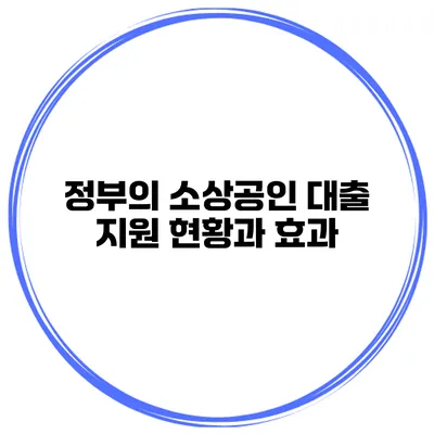정부의 소상공인 대출 지원 현황과 효과