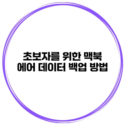 초보자를 위한 맥북 에어 데이터 백업 방법