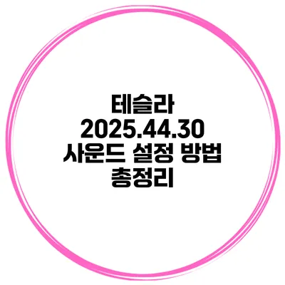 테슬라 2025.44.30 사운드 설정 방법 총정리