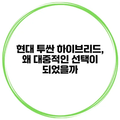 현대 투싼 하이브리드, 왜 대중적인 선택이 되었을까?